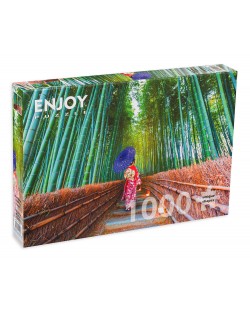 Puzzle Enjoy de 1000 de piese - Femeie asiatică în pădurea de bambus